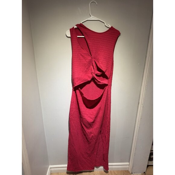 Women Sexy Sleeveless Bodycon Red Dress Cut Out Twist Front Pencil Bodycon Sz XL - Picture 5 of 7